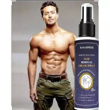 Крем-спрей для удаления волос для мужчин | Безболезненный спрей для удаления волос на теле для груди, спины, ног и подмышек (100 мл (Пакет из 1), Алоэ Вера) 100ml