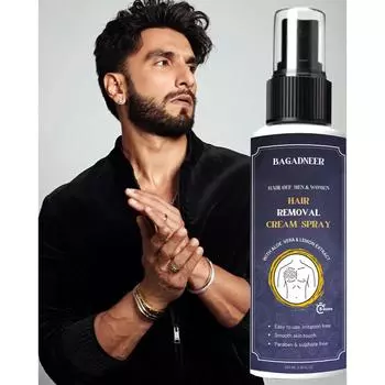 Крем-спрей для удаления волос для мужчин | Безболезненный спрей для удаления волос на теле для груди, спины, ног и подмышек (100 мл (Пакет из 1), Алоэ Вера) 100ml