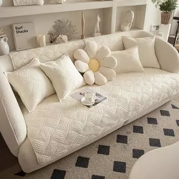 Кремовая подушка для дивана, хлопковая подушка для сиденья, простой чехол для дивана, полотенце на спинку, нескользящее хлопок 70*70cm