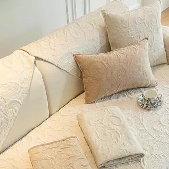 Кремовая подушка для дивана с ветром, универсальная нескользящая подушка для сидения Four Seasons, плюшевая подушка в французском ретро стиле, полный комплект, чехол для дивана, шарф, ткань 70*70cm