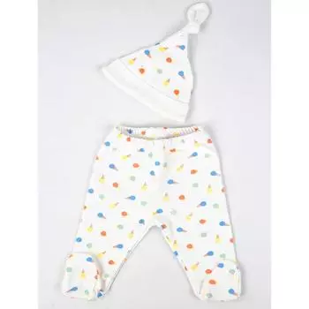 Кремовая шапка для маленьких девочек и низ пинеток