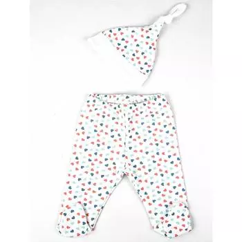 Кремовая шапка для маленьких девочек и низ пинеток