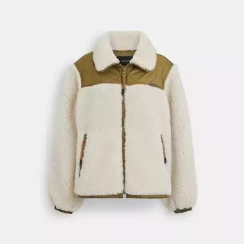 Кремовая ткань Coach Quilted Sherpa Zip Up