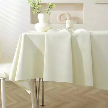 Кремово-белая мягкая искусственная овчина скатерть Ins Style однотонная водонепроницаемая противоскользящая скатерть Декор Минималистский 90*140cm слоновая кость