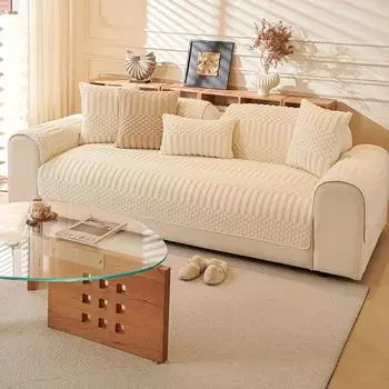 Кремово-белая зимняя плюшевая диванная подушка Ins Style, универсальная четырехсезонная хлопковая бархатная противоскользящая подушка для диванного полотенца 70x70