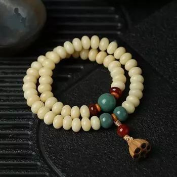 Кремово-желто-белый нефритовый браслет Bodhi Браслет Bodhi Zi Buddha из бусин белый