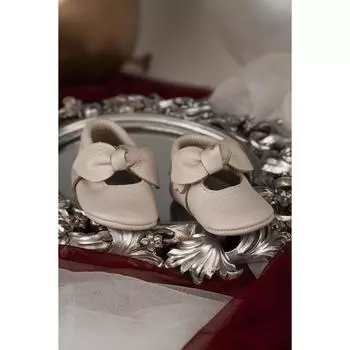 Кремовые детские лоферы из матовой натуральной кожи Lily