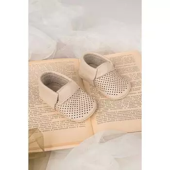 Кремовые детские лоферы из натуральной кожи Banbi