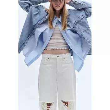 Кремовые джинсы с широкой талией HM Regular Waist