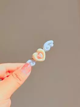 Кремовые Крылья Сердца Девочка Розовый и Нежно-персиковый Сердце Мультяшный Головной убор Заколка для волос Сладкая Заколка для волос Студент Милая Заколка для волос