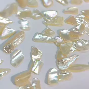 Кремовые кусочки ракушек-абалонов, аксессуары для ногтей, неровные ультратонкие ракушки с рябью, кусочки дробленого камня, украшения для ногтей 1pcs