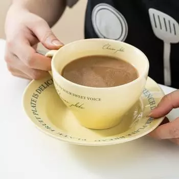 Кремовые ретро французские буквы кофейные чашки набор верхних чашек керамическая чашка кофейная чашка с блюдцем набор для капучино 200-400ml зелёный