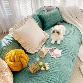 Кремовый цвет, хрустальная бархатная подушка для дивана, четыре сезона, Нескользящий чехол для дивана для гостиной, подушка для спинки, полотенце, стиль Ins 70x70