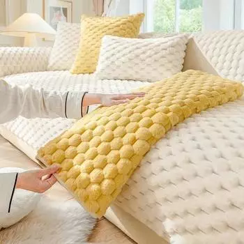 Кремовый флисовый хлопковый диванный халат, утолщенный плюшевый теплый чехол для дивана, мягкий нескользящий универсальный диван, подушка для гостиной, домашний декор, зима 70x70cm 1pcs