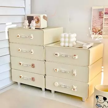 Кремовый ящик для хранения на рабочем столе, ящик для органайзера для макияжа, симпатичный студенческий стол, полка для канцелярских принадлежностей 1 layer can be stacked кремовый/белый