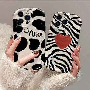 Кремовый силиконовый мягкий волнистый чехол с глянцевой милой оболочкой для мобильного телефона, белая задняя крышка для iPhone, Samsung, Xiaomi iPhone 6 розовый