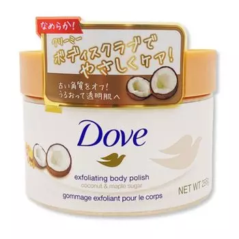 Кремовый скраб для тела Dove Coconut Maple Sugar 298 г x1 шт. Отшелушивающий уход Затемнение Прозрачность и