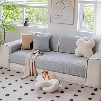Кремовый стиль, чехол для дивана, полотенце, подушка из синели, скандинавская универсальная нескользящая однотонная ткань для четырех сезонов, универсальный чехол для дивана 70*70cm