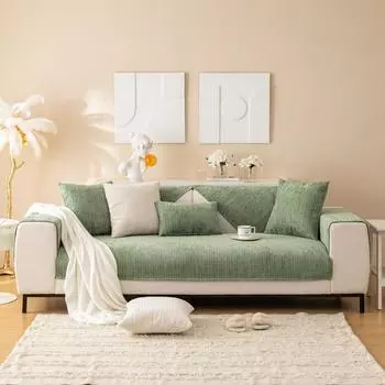 Кремовый стиль, чехол для дивана, полотенце, подушка из синели, скандинавская универсальная нескользящая однотонная ткань для четырех сезонов, универсальный чехол для дивана 70*70cm