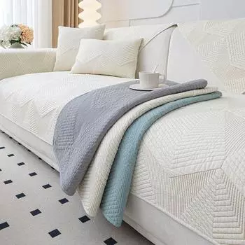 Кремовый стиль, хлопковая тисненая диванная подушка, универсальный простой чехол для дивана «Четыре сезона», нескользящая подушка на спинку 70*70