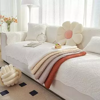 Кремовый стиль, легкая роскошная хлопковая подушка для дивана, универсальная классическая американская вышивка на четыре сезона, нескользящий чехол на сиденье из чистого хлопка 70*70cm