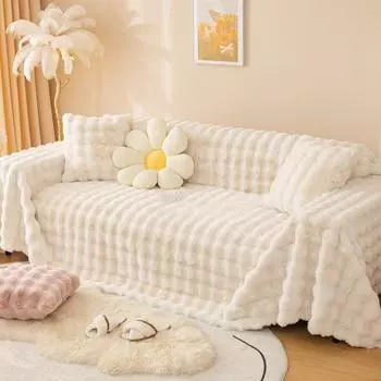 Кремовый стильный чехол для дивана, ткань с защитой от царапин, диванное полотенце, зимний плюшевый чехол для дивана, универсальное универсальное одеяло для дивана, полное покрытие 180*130cm
