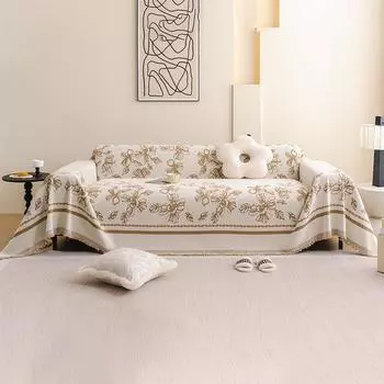 Кремовый стиль, синель, чехол для дивана, полотенце, четыре сезона, универсальная подушка для дивана, осень и зима, нескользящее полное покрытие, полотенце, защита от кошачьих царапин 180*130cm серый