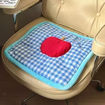 Кремовый стиль Яблочный Дом Ткань Милая Подушка для автокресла Blue Check Cushion