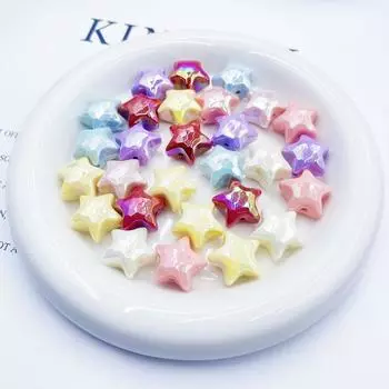 Кремовый УФ-покрытие Цветной материал из бисера DIY Цепочка для мобильного телефона Акриловые светящиеся ювелирные аксессуары 5 шт. Пятиконечная звезда Свободные бусины синий