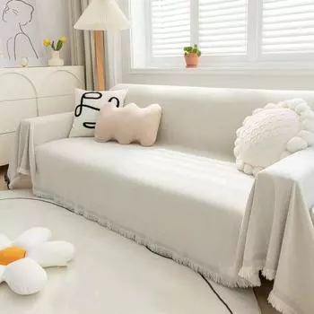 Кремовый Ветер Снег Нил Диванное Полотенце Полное Покрытие Теплое Скандинавское Одеяло Однотонный Модный Цельный Пыленепроницаемый Коврик Для Кресла С Кисточками 180x130