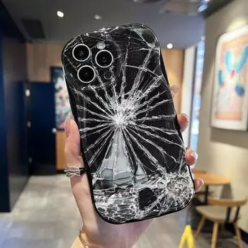 Кремовый волнистый изогнутый силиконовый глянцевый мягкий чехол с лопающимся стеклом и принтом в виде ракушки, задняя крышка для мобильного телефона для iPhone, Samsung, Xiaomi iPhone 6 белый