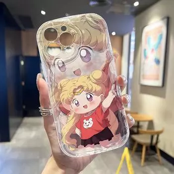 Кремовый волнистый изогнутый силиконовый глянцевый мягкий чехол с милой девушкой и принтом в виде ракушки, задняя крышка для мобильного телефона для iPhone, Samsung, Xiaomi iPhone 6 белый