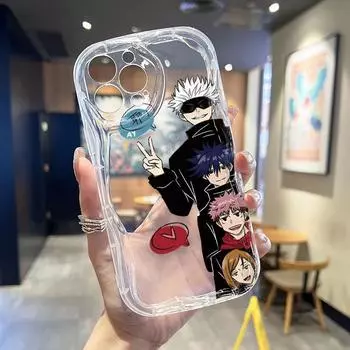 Кремовый волнистый изогнутый силиконовый глянцевый мягкий чехол Gojo Satoru с принтом в виде ракушки задняя крышка мобильного телефона для iPhone Samsung Xiaomi Redmi iPhone 6 белый