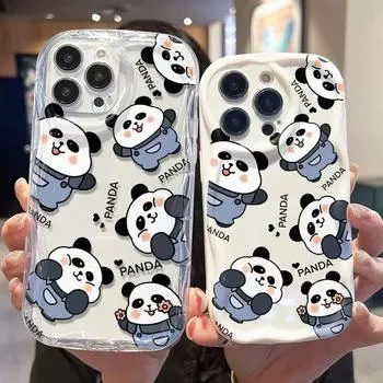 Кремовый волнистый изогнутый силиконовый глянцевый мягкий чехол с милым рисунком панды и принтом в виде ракушки, задняя крышка мобильного телефона для iPhone, Samsung, Xiaomi iPhone 6 белый