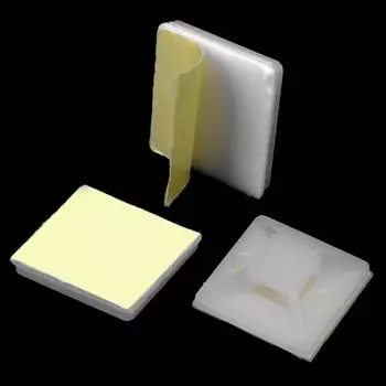 Крепежные зажимы для сидений, самоклеящиеся основания для кабельных стяжек, 100 шт., аксессуары для электропроводки, белое крепление для кабельных стяжек 2 см x 2 см, настенный держатель для проводов белый