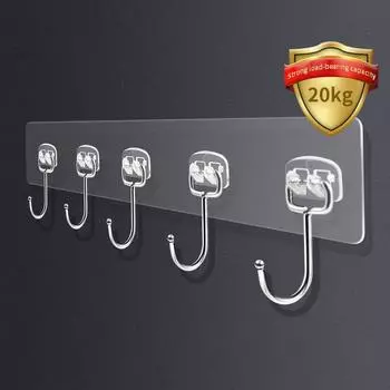 Крепкие клеящиеся настенные крючки, прозрачные дверные настенные вешалки для кухни, ванной комнаты, органайзер, крючок для хранения, держатель для полотенец и одежды