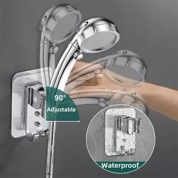 Крепкий алюминиевый настенный держатель для душевой лейки с 2 крючками, регулируемые на 90° кронштейны для аксессуаров для ванной комнаты серебряный