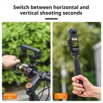 Крепление для экшн-камеры Yousheng с магнитным адаптером, горизонтальное и вертикальное переключение, регулируемая поддержка фото, стабильный кронштейн для экшн-камеры для Insta360 X4 чёрный