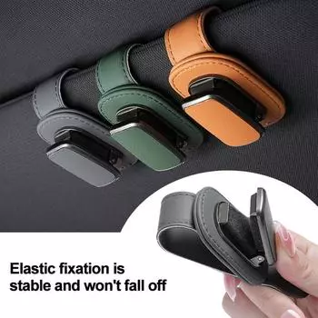 Крепление для автомобильных очков, солнцезащитный козырек, магнитный кожаный держатель для очков, вешалка, зажим для автомобильных билетов, автомобильные аксессуары серый