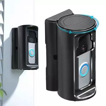 Крепление для дверного звонка с кольцом, без сверла, кронштейн для дверного звонка без сверла, регулируемый держатель для дверного звонка, чехол для дверного звонка с кольцом, крепление для дверного звонка PP чёрный