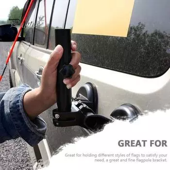 Крепление для флага на колесах на присоске. Держатель для флагштока. Конструкция из анодированного алюминия. Установка без повреждений. Быстрое крепление для флага. чёрный