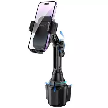 Крепление для телефона на чашку для автомобиля, универсальный регулируемый держатель для чашки на длинную шею, автомобильное крепление, поворот на 360° чёрный