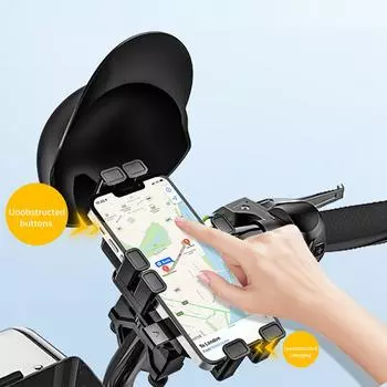 Крепление для телефона на мотоцикл, держатель для телефона на велосипед, зажим для телефона на скутере для смартфонов с диагональю от 4,7 до 7,4 дюйма, Handlebar Installation чёрный