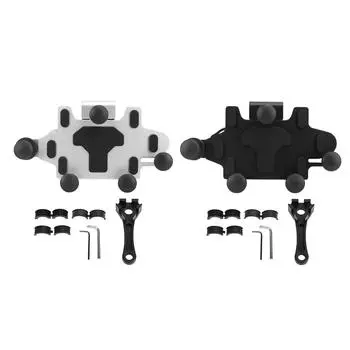 Крепление для телефона на мотоцикле, регулируемое, с 5-ю лапками, вращающееся, амортизирующее, силиконовые накладки, руль мотоцикла Silver