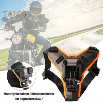 Крепление на подбородочный ремень для мотоциклетного шлема, регулируемый ремень, передний кронштейн для подбородка, держатель, противоскользящее противоударное крепление для штатива, аксессуары для камеры чёрный