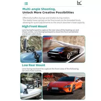 Крепление на присоске для спортивной камеры, гибкое крепление для автомобильной камеры, сменный кронштейн для крепления в автомобиле с защитой от сотрясений чёрный