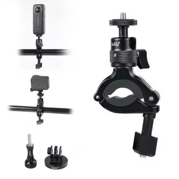 Крепление на руль HSU, крепление на велосипед GoPro, алюминиевый держатель камеры, диаметр, регулируемый угол, аксессуары, совместимые практически со всеми экшн-камерами чёрный