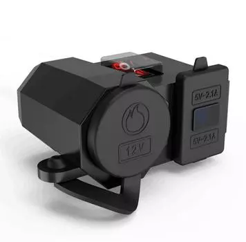 Крепление на руль мотоцикла с двойным USB-зарядным устройством + светодиодный вольтметр 2.1A 2.1A водонепроницаемый