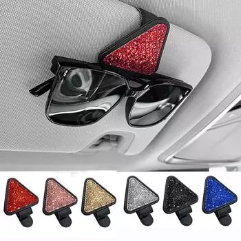 Крепление на солнцезащитный козырек автомобиля, держатель для солнцезащитных очков, держатель со стразами, портативные солнцезащитные очки, универсальная вешалка, зажим, аксессуары для украшения чёрный