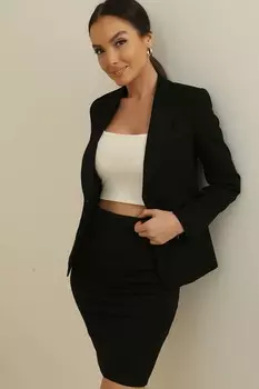 Креповая куртка на одной пуговице с искусственным карманом на подкладке